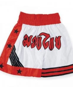 PFGSports Apparel Elite White Red Muay Thai Shorts