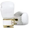 PFGSports Boxing & MMA Pro Fight Gloves White/Gold (Genuine Leather) - 16oz